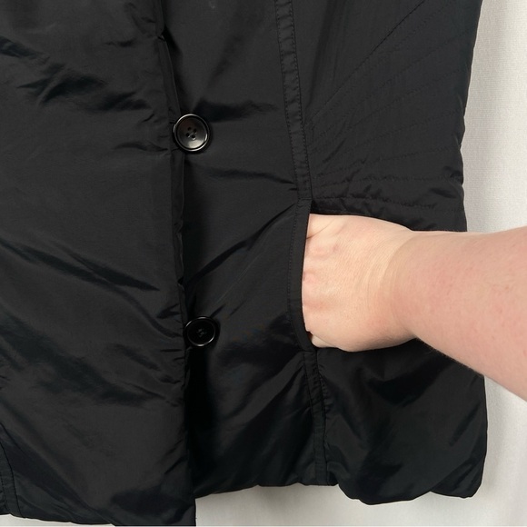 Olsen Down Filled Black Vest Shawl Collar Zip Size 4 Winter Puffer Quilted Warm - Picture 3 of 16
